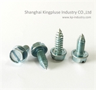 Indented slotted hex washer head self-drilling screw