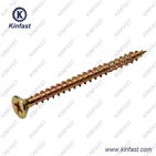 Chipboard screw with serrated screw