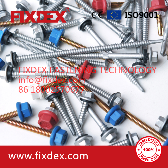 Hex head self-drilling screw with EPDM washer 14#*6